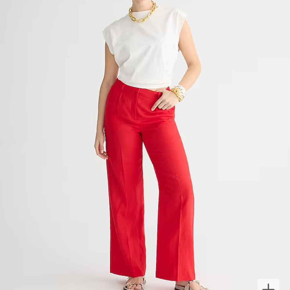 J. Crew Essential Wide Leg Pant Linen in Red size 0